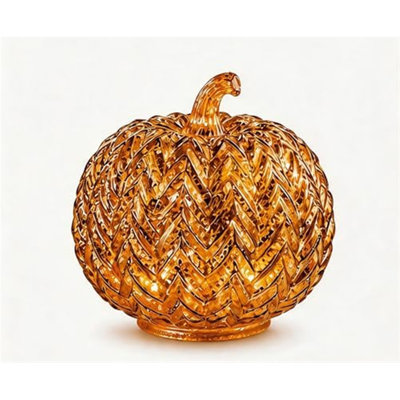 Gold Mercury Glass Lighted Pumpkin with Timer