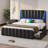 Modern Leather Upholstered Platform Bed with Storage Drawers Black-125769329