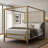 Metal Canopy Bed - Luxe 4-Poster Frame with Linen Upholstered Headboard-1431933227-1431933224