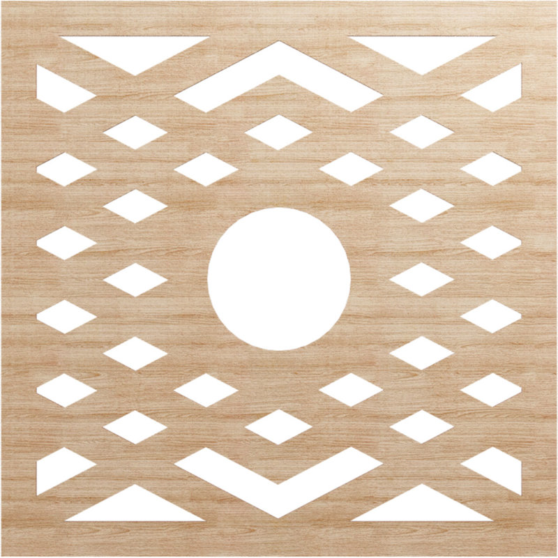 Médaillon de plafond à chevrons, Aulne, H 38 po x l 38 po x P 0,25 po