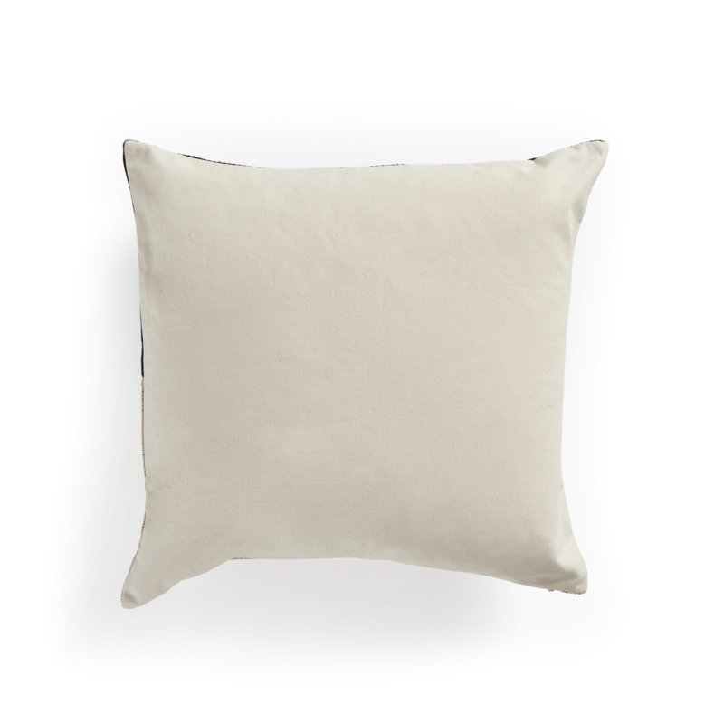 Merido Black and Beige Handwoven Cotton Square Throw Pillow