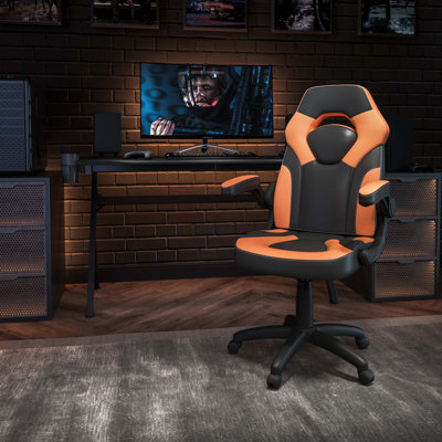 Ariquer High-Back Racing Style Gaming Chair with Headrest and Flip-Up Arms by Inbox Zero