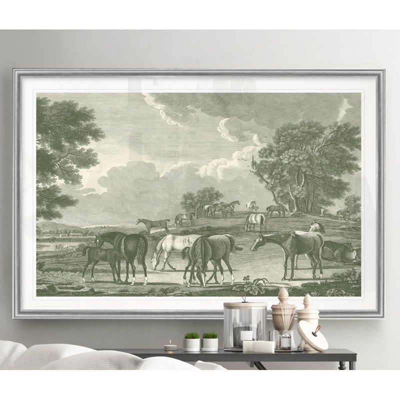 Scènes équestres I - impression, H 30,5 po x l 42,5 po x P 1,5 po, Argent