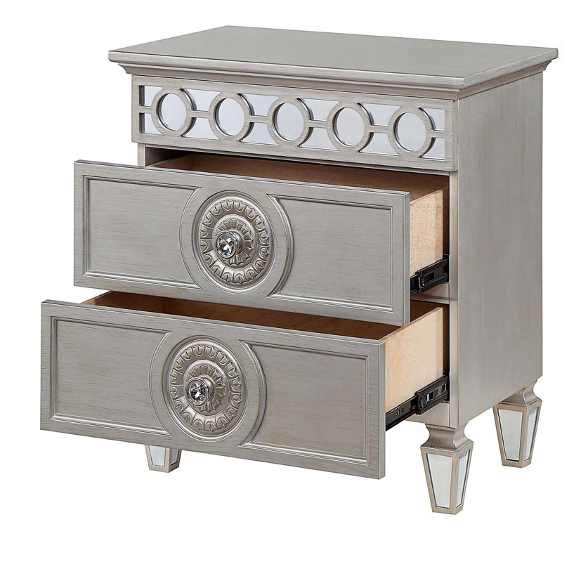 Silver 2-Drawer Nightstand