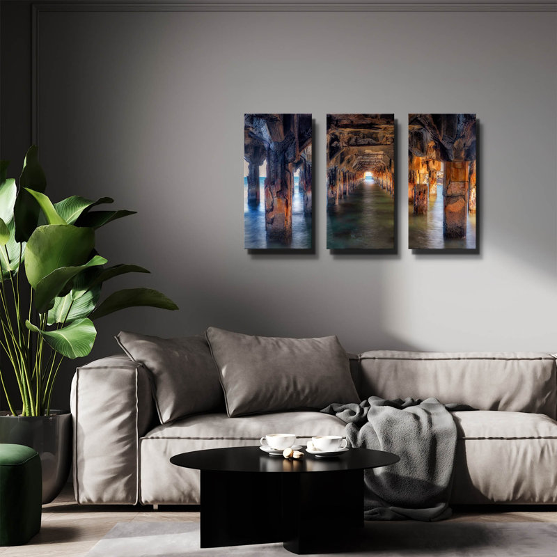 « Jetée sous ici » de Dennis Frates, triptyque mural, 91,4 cm x 61 cm, 78 po x 34 po