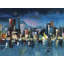 Napperon bleu paysage urbain | Polyester tressé