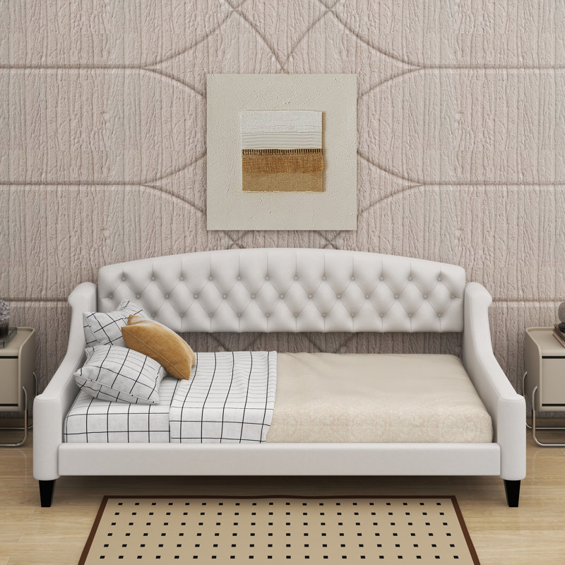 Twin Modern Luxury Tufted Button Daybed, Beige