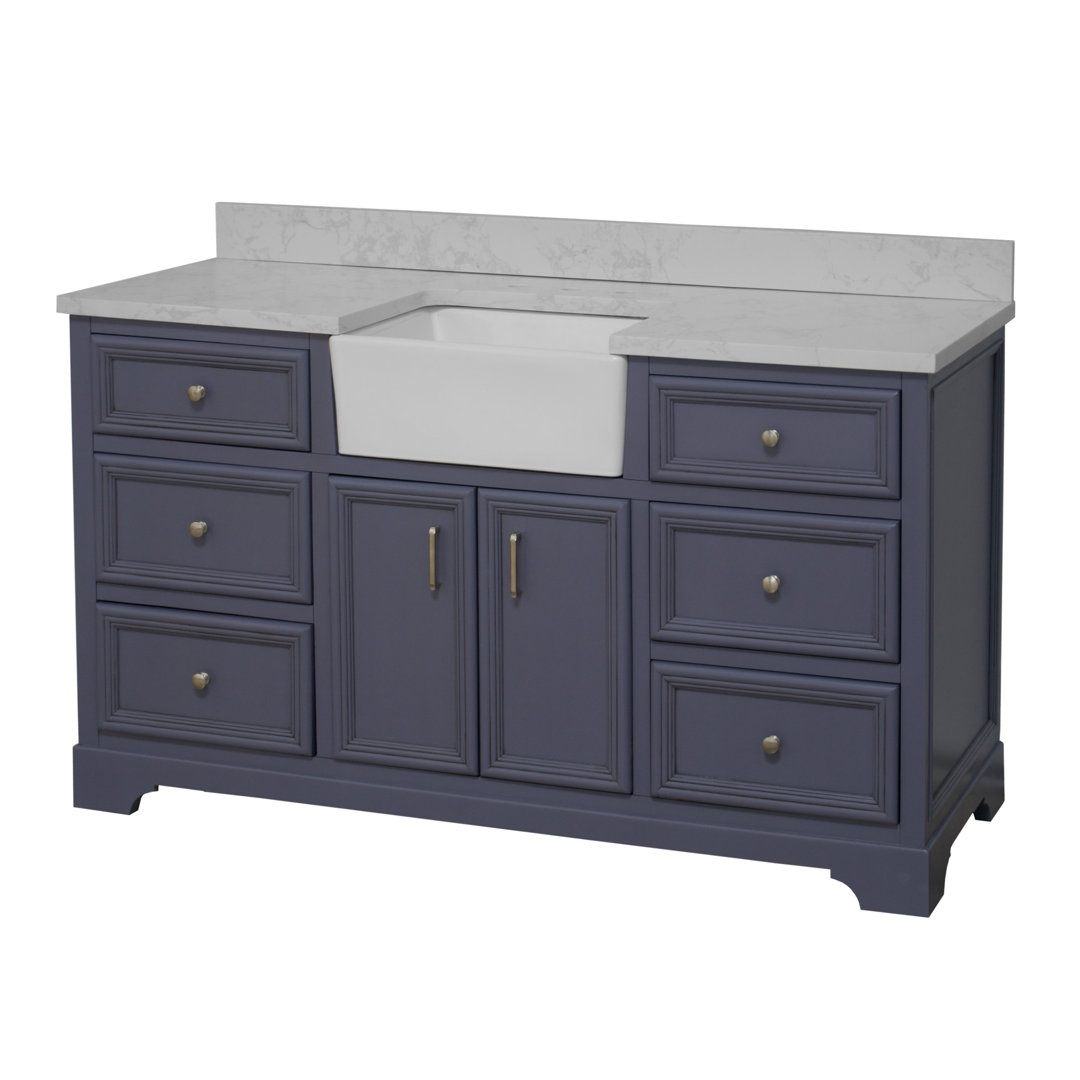 Emiliano 60" Single Bathroom Vanity Set Sand & Stable™ Base 