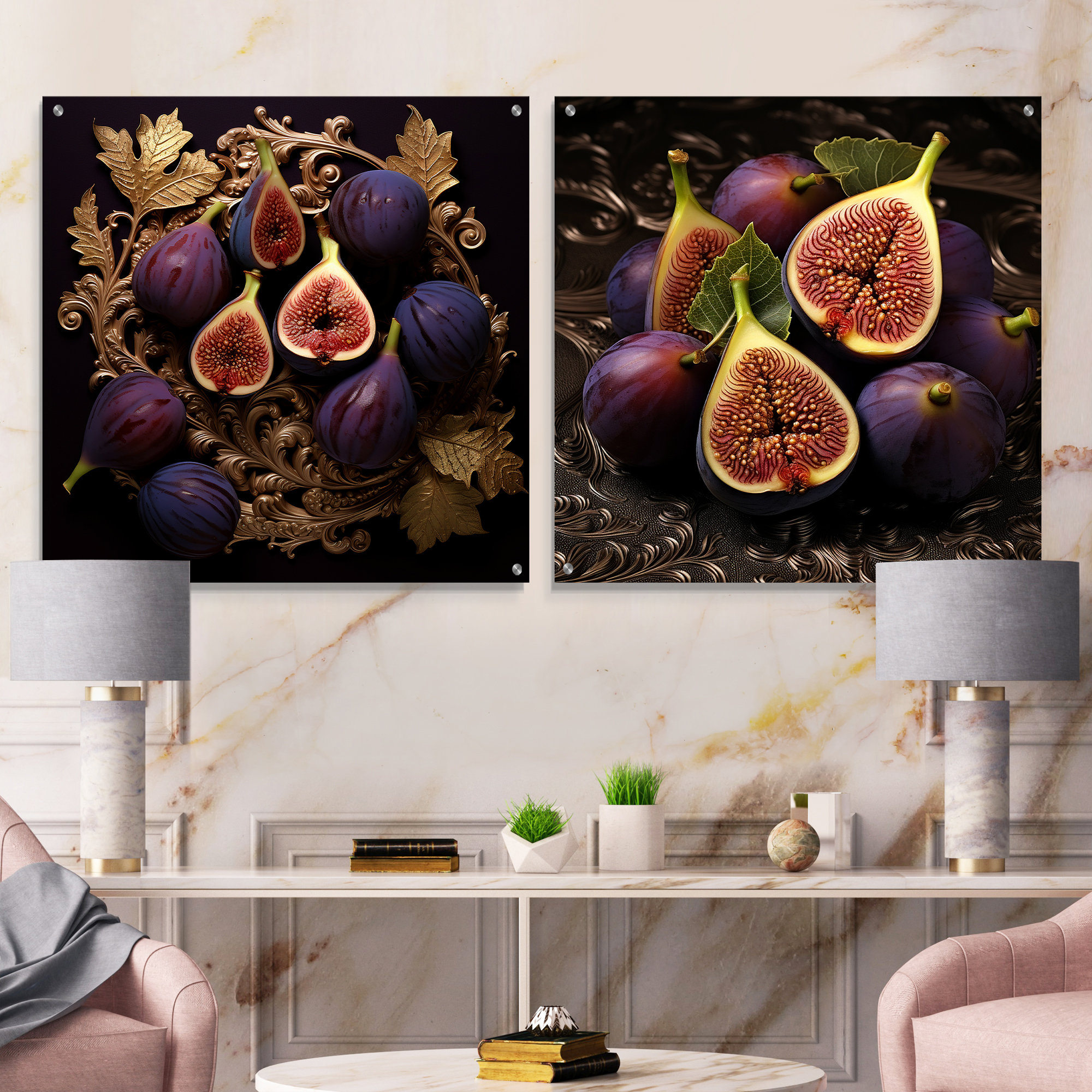 Lark Manor™ Gothic Figs In Filigree Fruit Fruits Acrylic Wall Art