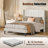 Upholstered Platform Bed Frame with Vertical Channel Tufted Wingback Headboard-1653027205-1653027210