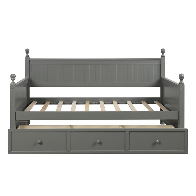 Wood Daybed With Three Drawers, Grey