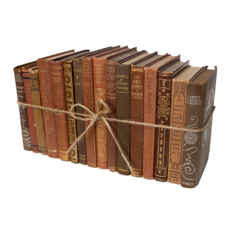 Decorative Books - Petite Vintage Cobblestone Book Bundle - 1 Foot of Brown Books, Brown