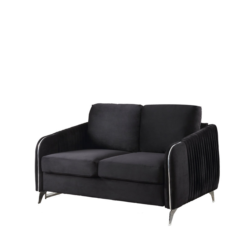 Accokeek Upholstered 54'' Loveseat, Black Velvet