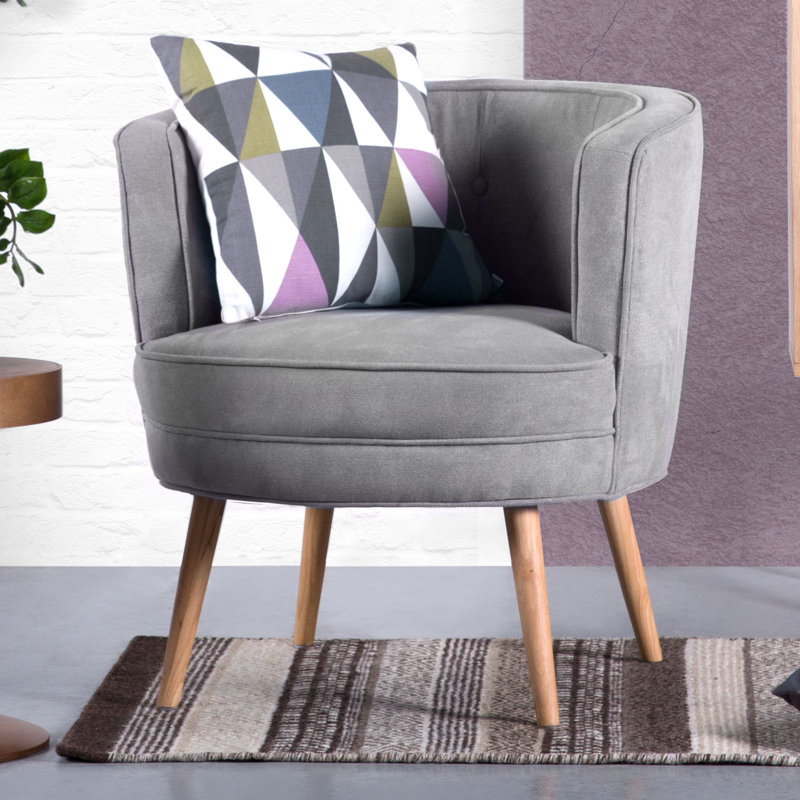 Sera Upholstered Barrel Chair, Grey