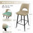 Khaki Velvet Hollow Back Counter Bar Stools