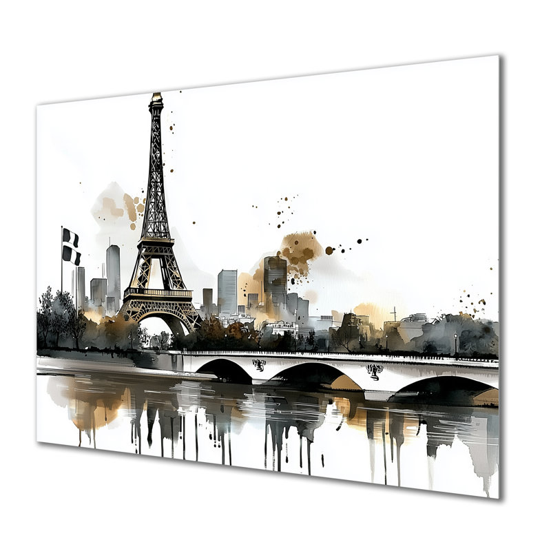Abstrait Paris Eiffel Twilight Tower III - reproduction d'art traditionnelle en métal, France, décoration murale en métal