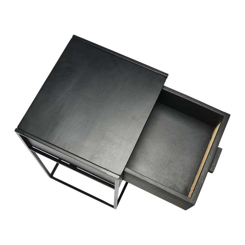 Gaener 13'' W Metal Nightstand, Black