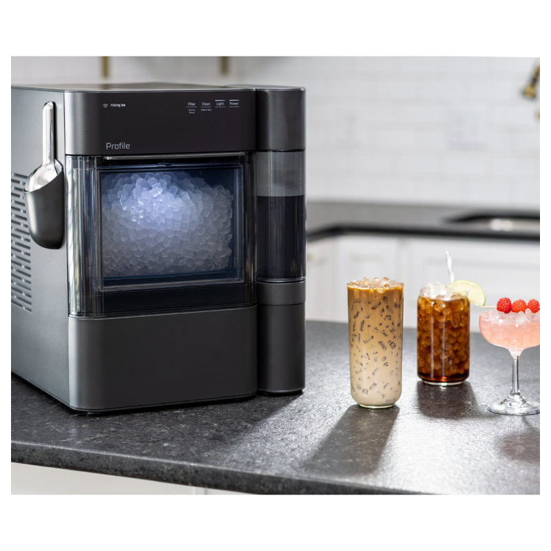 GE-Profile-Opal-2-0-Ultra-Nugget-Ice-Maker-with-Side-Tank-and-Scale-Inhibiting-Filter-XPIO13SWSS, Black
