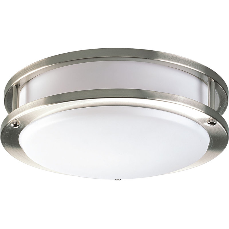 Plafonnier encastré circulaire 1 lumière, H 4,5 po x l 17,625 po, Nickel brossé
