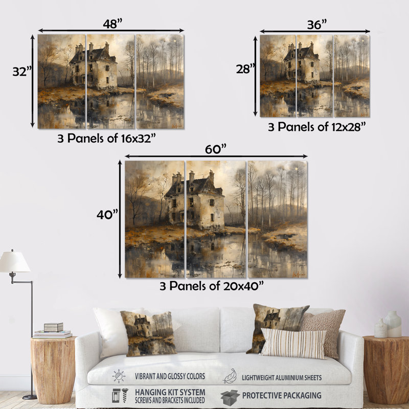Ensemble de décorations murales gris et noir, H 28 po x l 36 po x P 1 po, Métal métal