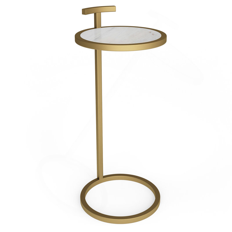 Brook - Table d'appoint en C - blanc / or