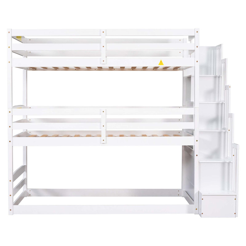 Lit superposé triple avec escalier de rangement, conception séparée