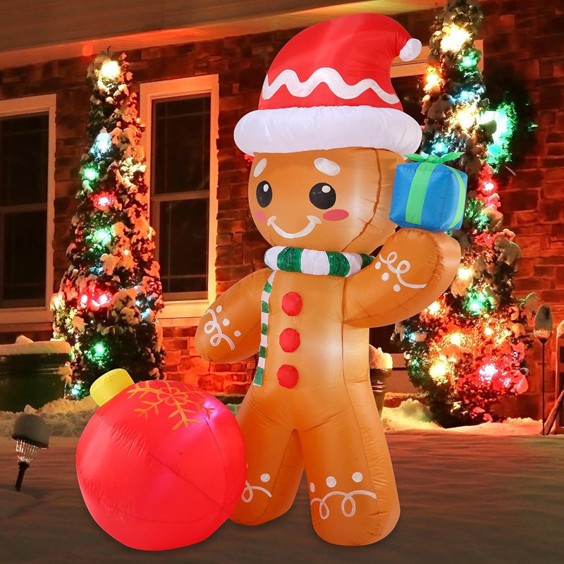 8 FT Christmas Inflatable Gingerbread Outdoor Decorations