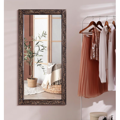 Rustic Solid Wood Wall Mirror-Burnt Brown