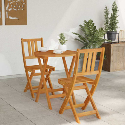 2 - Person Solid Wood Patio Dining Set Rectangular Table with Cushions Included