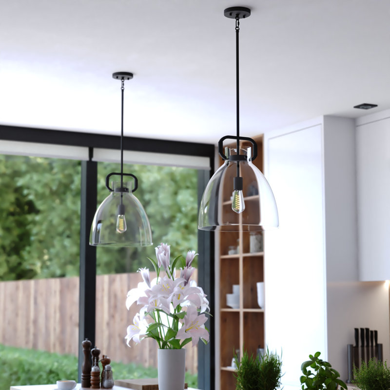 Luminaire suspendu contemporain 1 lumière Aleyla, Noir, noir, noir, noir