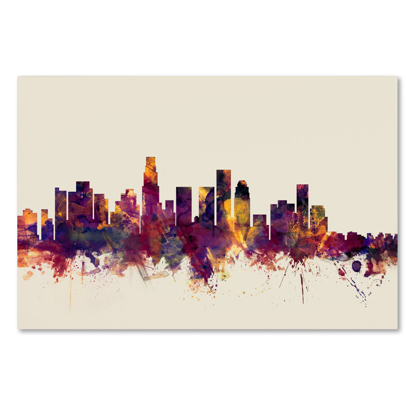 « los angeles california-horizon », impression sur toile tendue, H 12 po x l 19 po x P 2 po