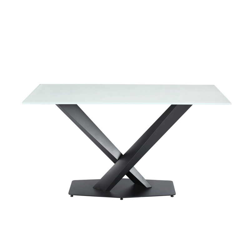 Kivah Rectangular, 55" Wide, White Glass