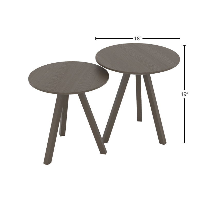 Tables gigognes en bois de frêne, H 19 po x l 18 po x P 18 po, Cacao