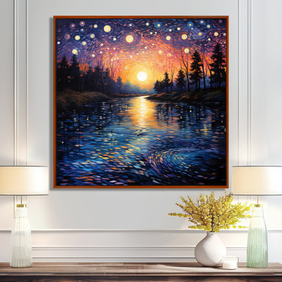 «Vangogh Twilight Reflections Pointillism - Vangogh Wall Art» par Vincent Van Gogh, peinture