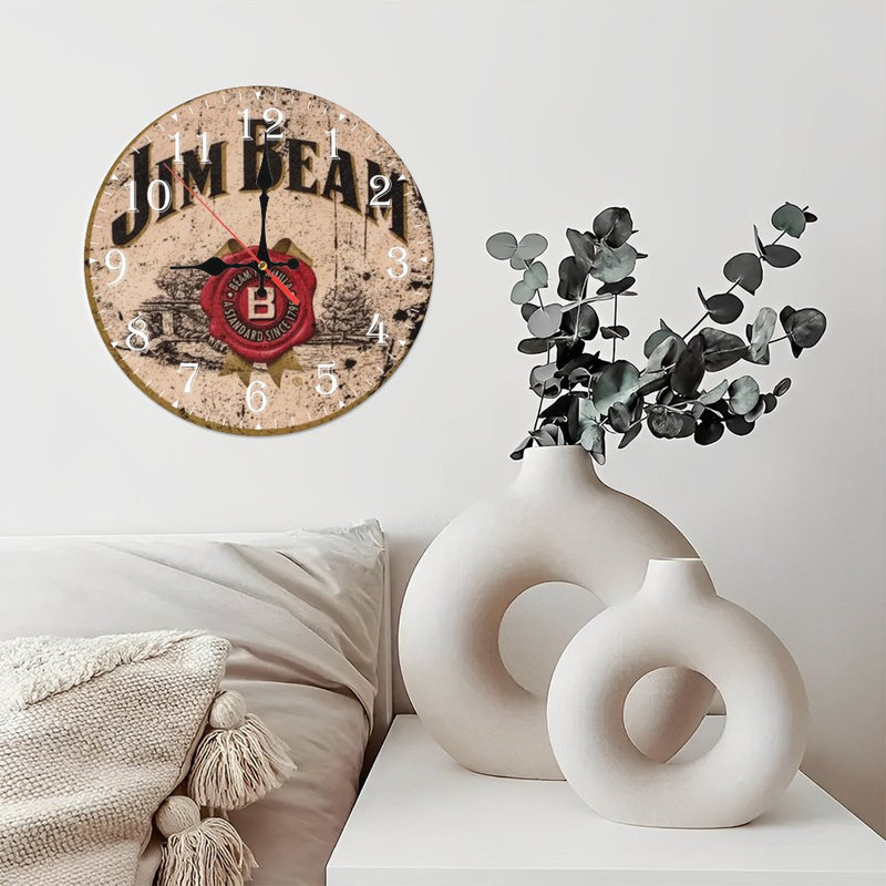 Horloge murale en bois 10 po, mouvement silencieux, à piles (piles AA non incluses), décor artistique, parfait pour les décorations