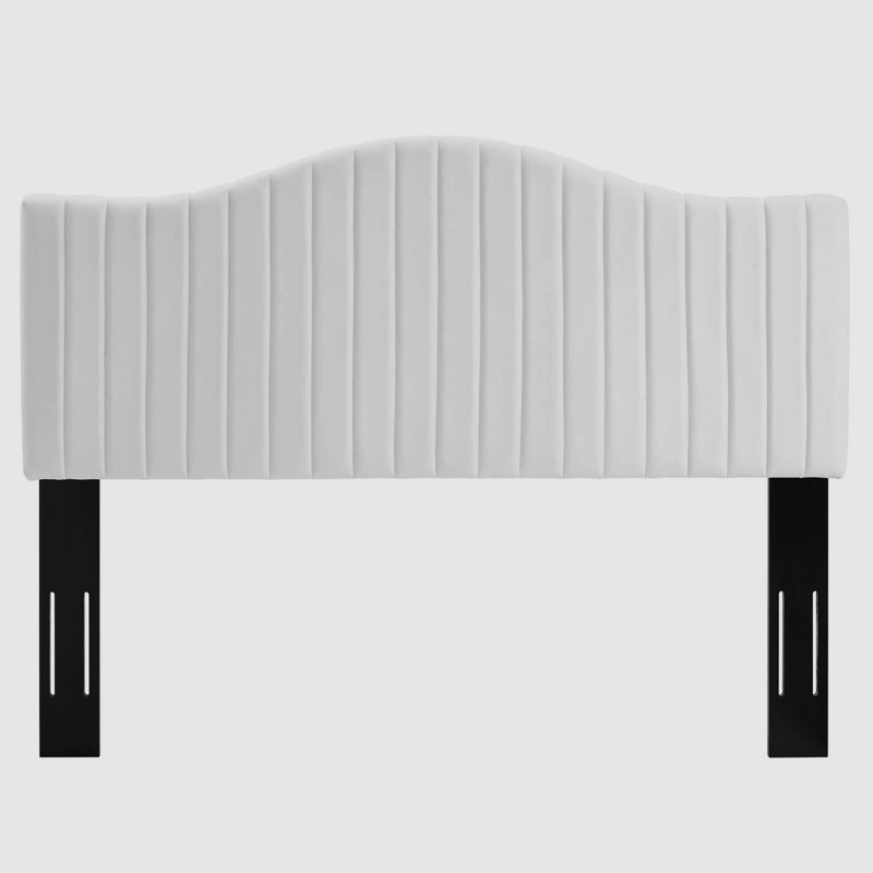 Brielle Channel Tufted Performance Velvet Headboard, King, White