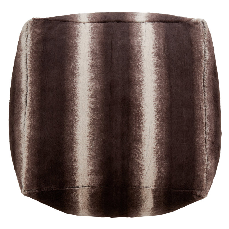 Hobgood Upholstered Pouf, Chocolate Faux Fur