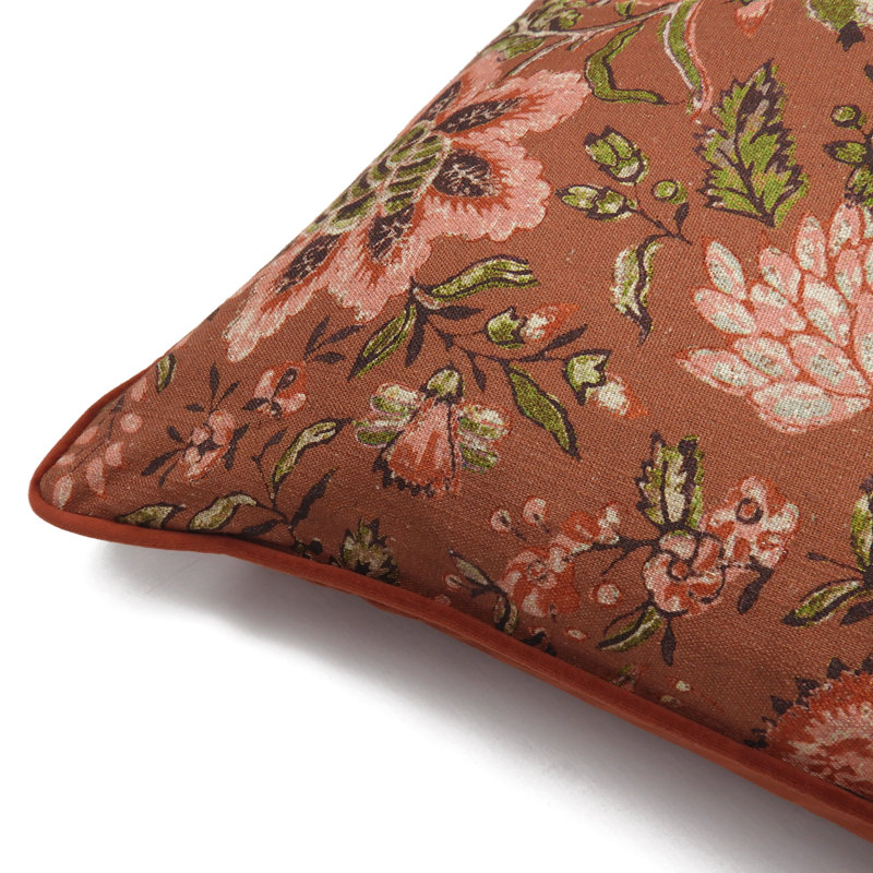 Floral Square Cushion, Russet