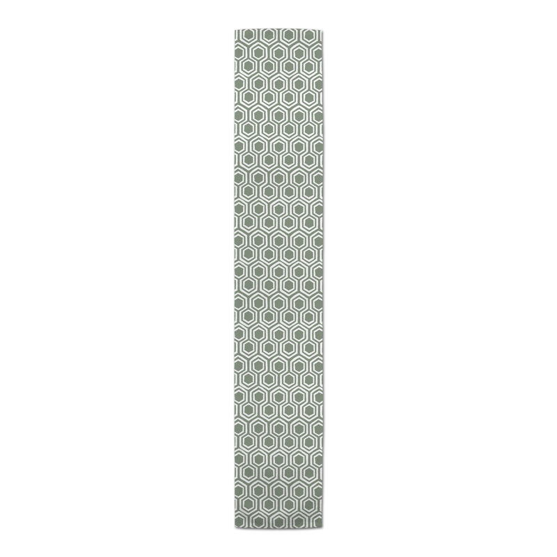 Chemin de table Hexagons, 90 po x 16 po, Vert