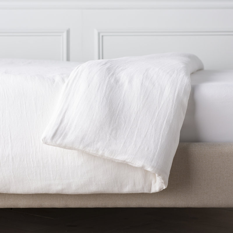 Stone Washed Linen Duvet Cover, King Duvet Cover, White
