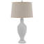 Lampe de table Hoover en résine - 79 cm de hauteur, design vase à facettes blanchi, abat-jour en tissu rigide brun clair, 150 W, douille E26 à 3 intensités, socle lesté