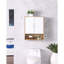 Armoire murale de salle de bain à double porte en bois naturel et blanc Wavy avec tablette intérieure réglable