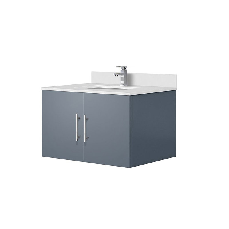 Meuble-lavabo gris foncé 30 po X P 22 po D, dessus en quartz blanc et ensemble de robinet