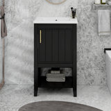 20 Inches Bathroom Vanity With Storage Rack, Open Shelf
