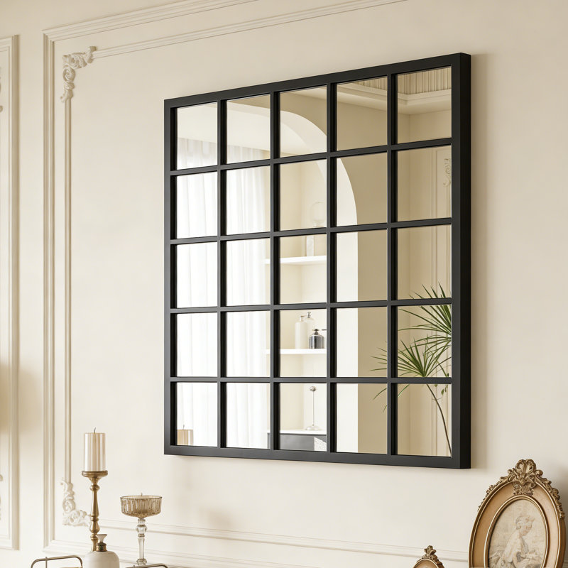 Cadre de fenêtre mural en bois Athreya 70CM, Noir