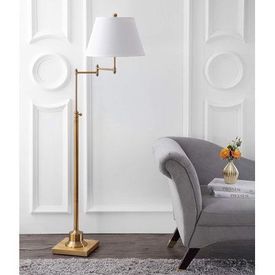 Swivel Swing Arm Floor Lamp With Led Bulb, 60-Inch Adjustable Standing Light For Living Room, Bedroom, And Home Office