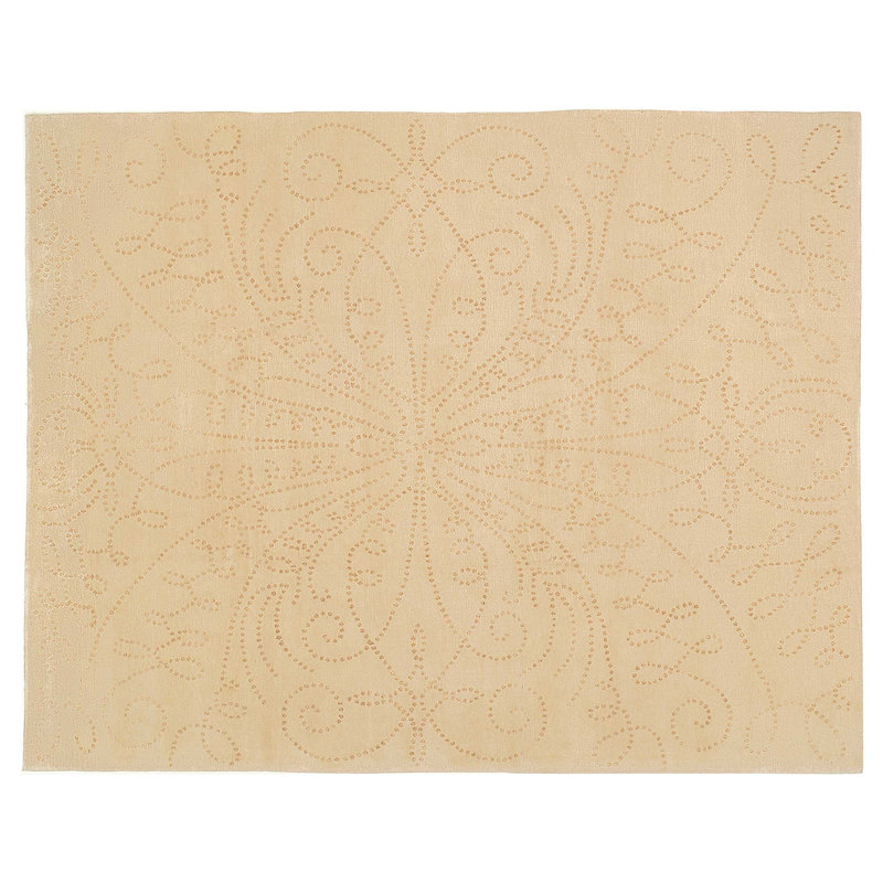 Tiara Hand Knotted Floral Area Rug in Beige/Neutral, Rectangle 6' x 9'