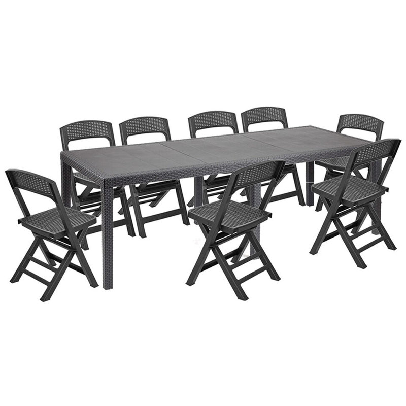Rabette 8 - Person Patio Dining Set Rectangular Table