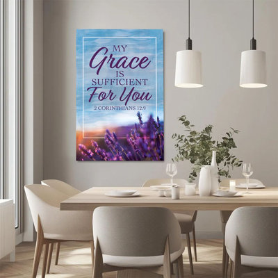 2D Flat, 1Pc Framed Canvas Wall Art, Bible Verses, Lavender Fields, Religious Art Style Art Print Canvas Poster Painting Room Wall Decor, Ideal Gift F