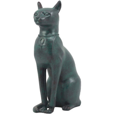 Figurine de chat égyptien antique assis en forme de patine